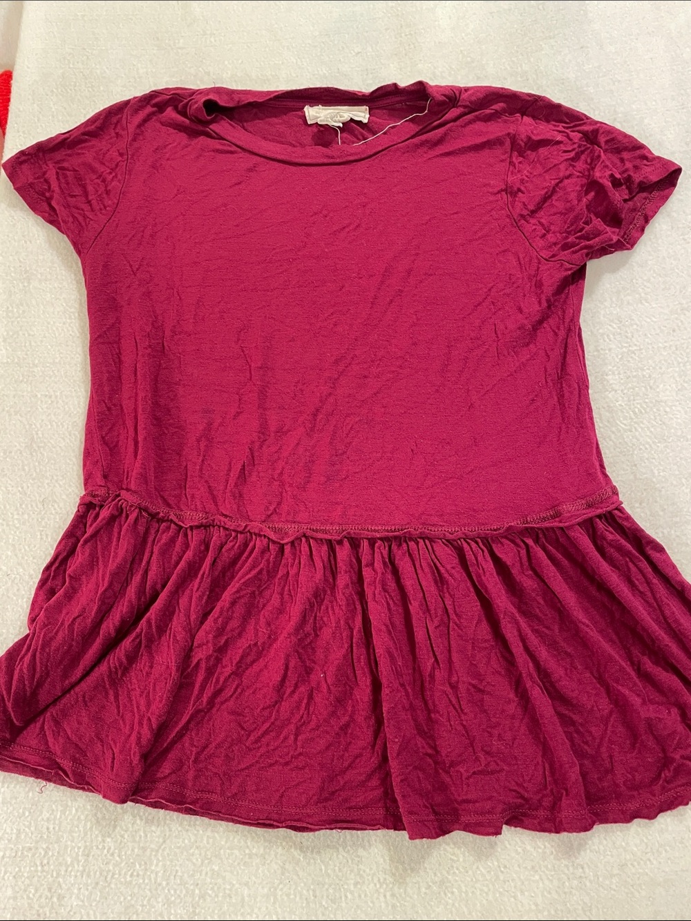 Women’s Short-Sleeve Peplum Tee in Berry